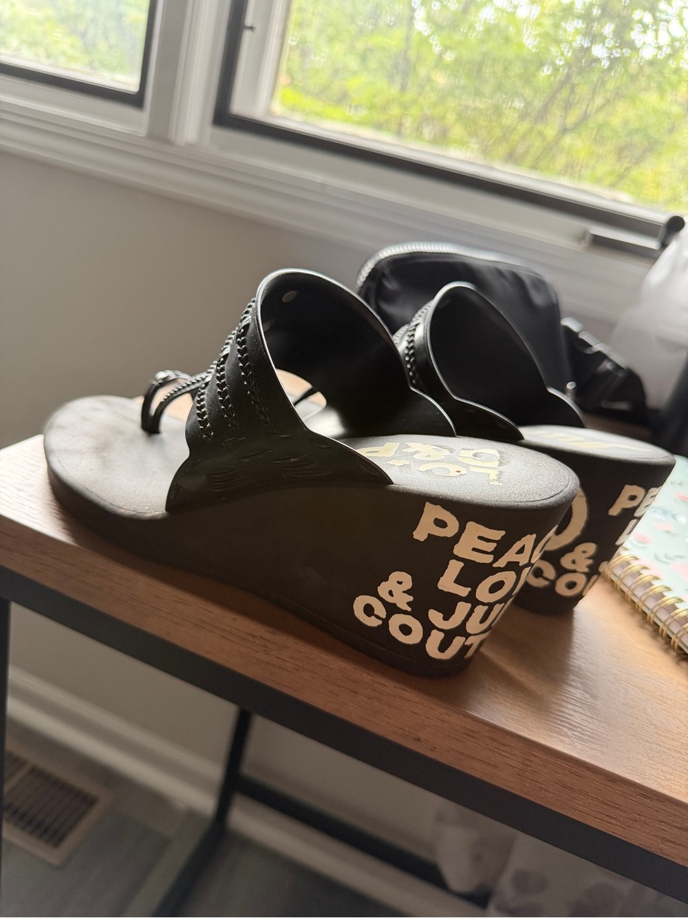 Vintage Juicy Black Platform Slide Sandals